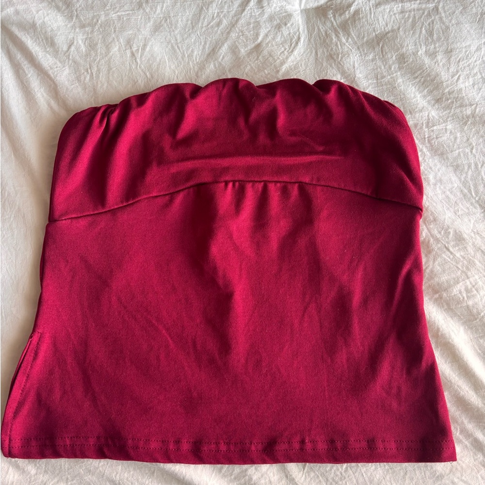 Red Strapless Top